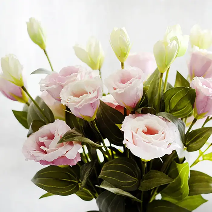 Fleur artificielle Lisianthus à 3 branches, fausse fleur de mariage DIY, décoration nuptiale, fleur d'Eustoma trigéminal en gros