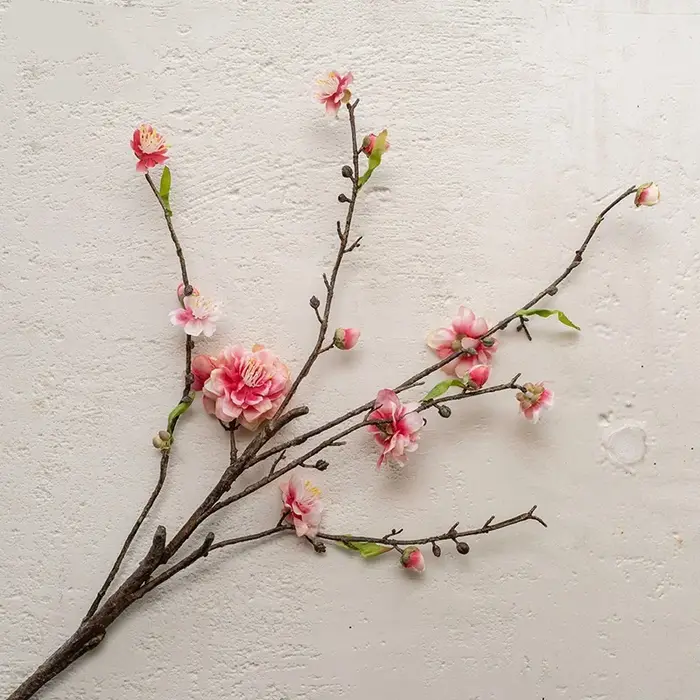 Fleur de pêcher en soie, 5 Branches, matériaux floraux de mariage, accessoires de décoration de Tabl
