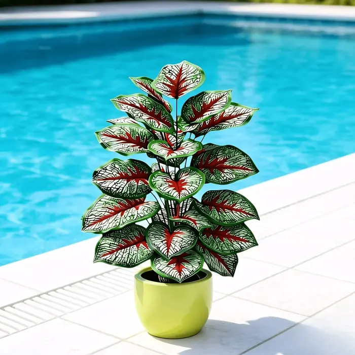 1 pièce de Caladium artificiel à veines rouges