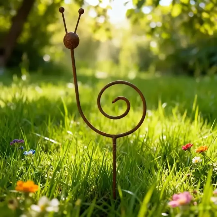 Support de plante en métal rustique en forme d'escargot
