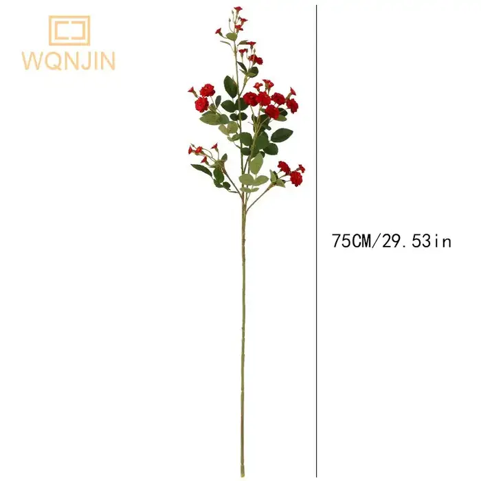 WQNJIN 75 cm bleu haute qualité européenne Mini Roses longue branche fleurs en soie artificielle maison Table pièce maîtresse décor de chambre