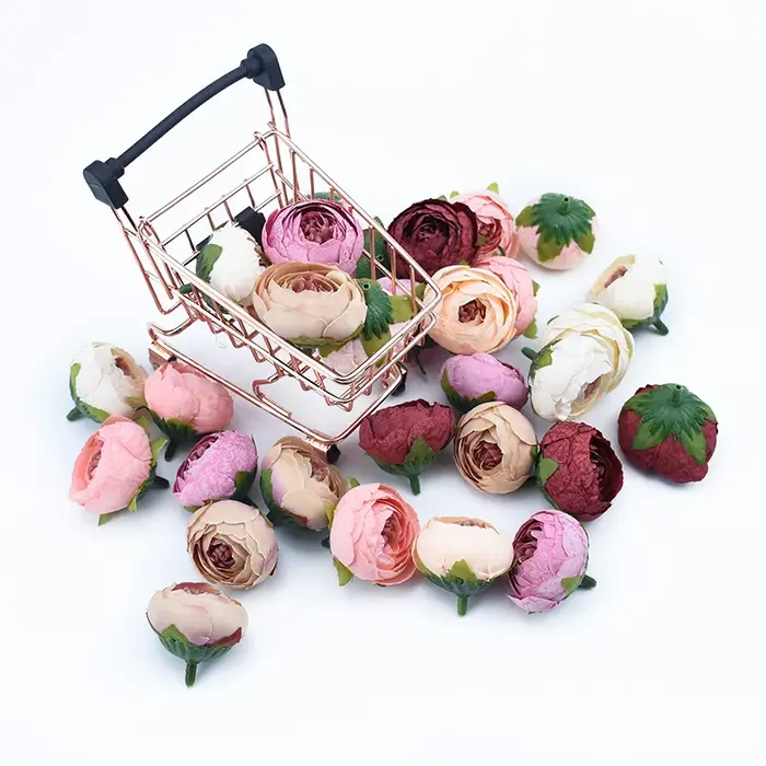 6 pièces roses en soie bourgeons de thé fleur de mariage mur Festival décoration pour la maison accessoires de mariée liquidation bricolage cadeaux fleurs artificielles