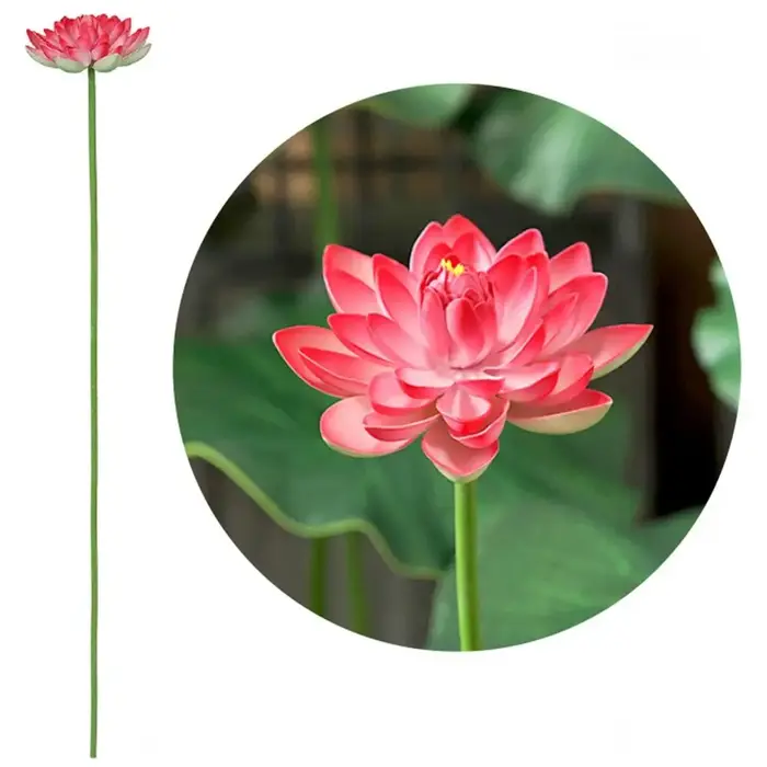 Fleur artificielle artistique pour décoration DIY, fleur de lotus simulée en EVA, plante verte à longue tige, fausse fleur décorative