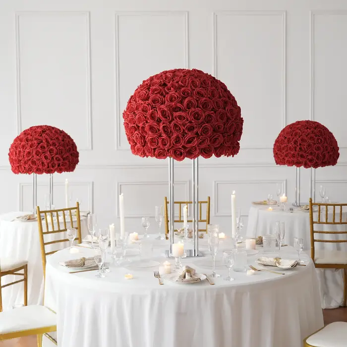HMEOT H9186 Bouquet de roses rouges artificielles pour mariage