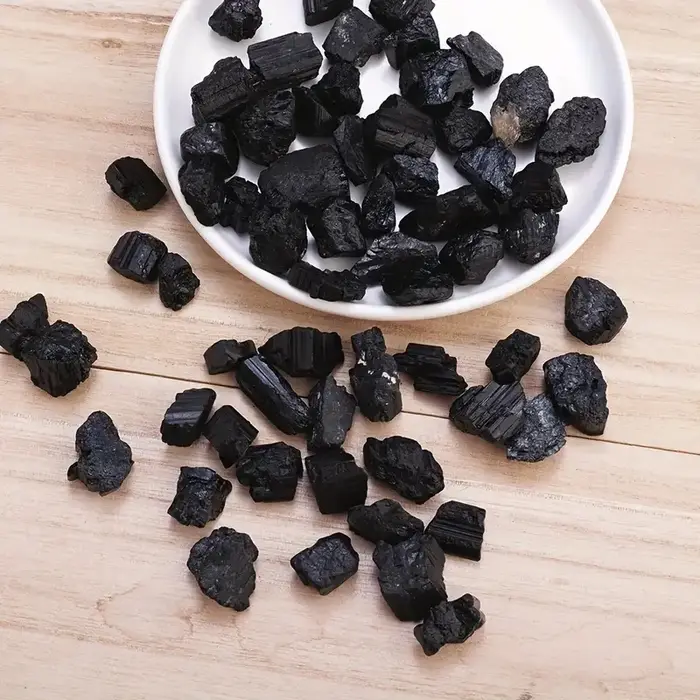 Citronapimen-Tourmaline Noire Naturelle, Minerai Brut Irrégulier de Charbon, 100g par Sac