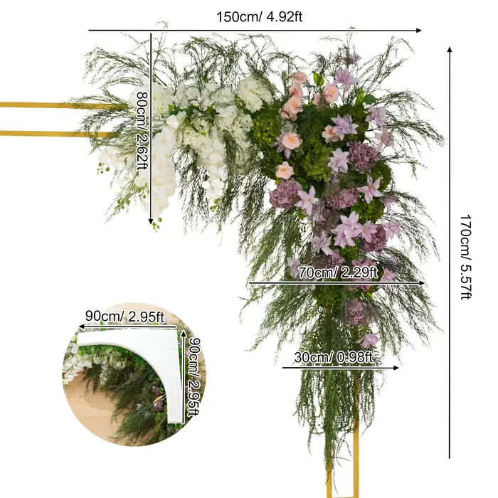 Angela fleur A9033 violet blanc hortensia coin Arrangement floral mariage décoration verdure artific