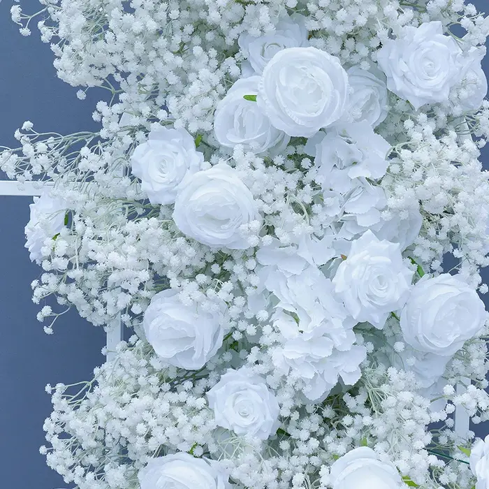 Souffle de bébé Rose fleur rangée décor mariage toile de fond KT conseil cadre Banquet événement scène Arrangement Floral fenêtre affichage H8716