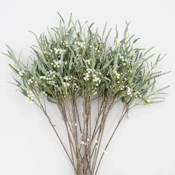 H1998 Branche de fleur artificielle verte de 75 cm pour arrangement floral de mariage