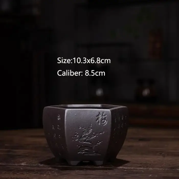 Pot de fleurs à motif Floral orchidée prune en argile violette, Vase à bonsaï avec un trou, Pot de f