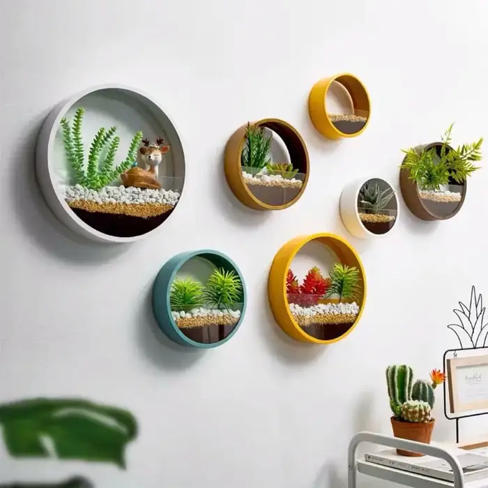 Décoration murale Arrangement de fleurs mural sans poinçonnage Pot de fleur ornements plante conteneur Pot