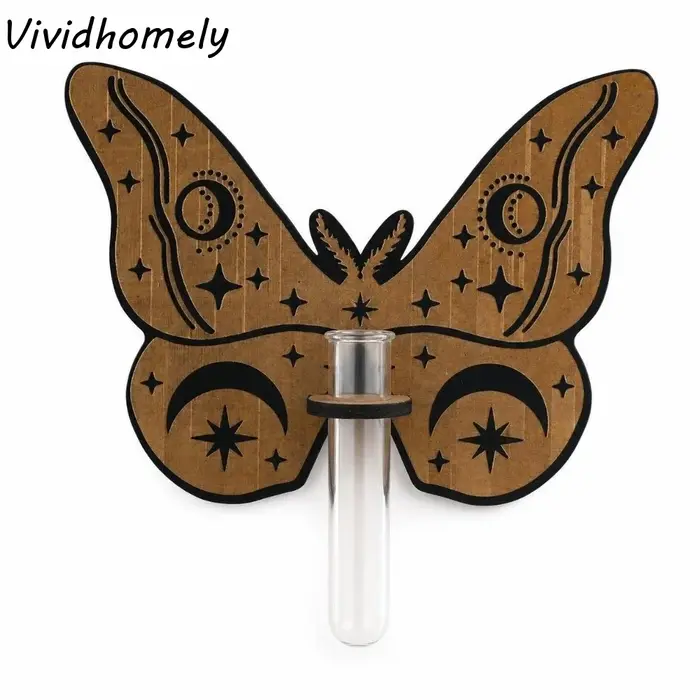 Support à fleurs en bois, étagère pour plantes hydroponiques, ornements pour la maison, vase, décoration murale, pot à fleurs rétro en forme de papillon, plantes d'intérieur