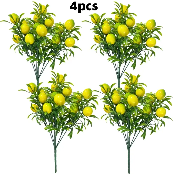 4 plantes artificielles de citron jaune pour la décoration intérieure et extérieure