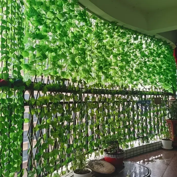 Guirlande de feuilles de lierre vert artificielles 12/2M
