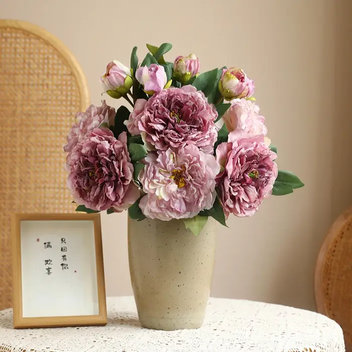 Grandes fleurs artificielles de pivoine en soie