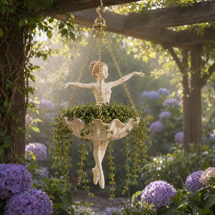 Pot de fleurs suspendu d'intérieur en forme de danseuse de ballet