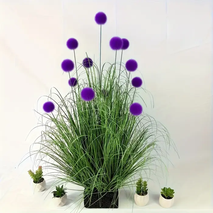 5 plantes artificielles en forme d'herbe bulbeuse violette