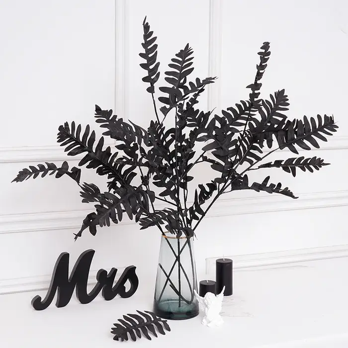 Feuilles de plantes artificielles noires en soie