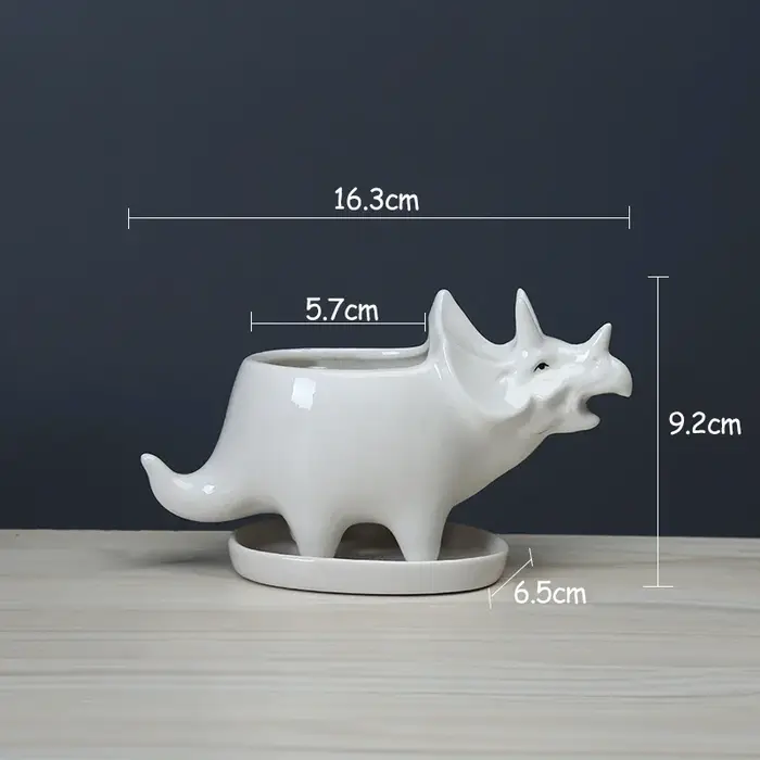 User inière tricératops en céramique avec escalier, statue de dinosaure créative, pot de jardin pour