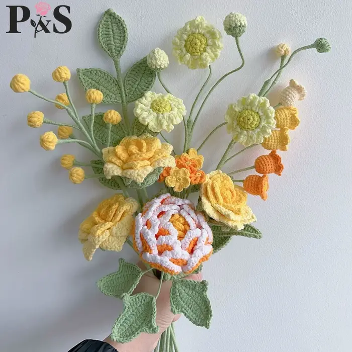 Bouquet de fleurs vertes au Crochet