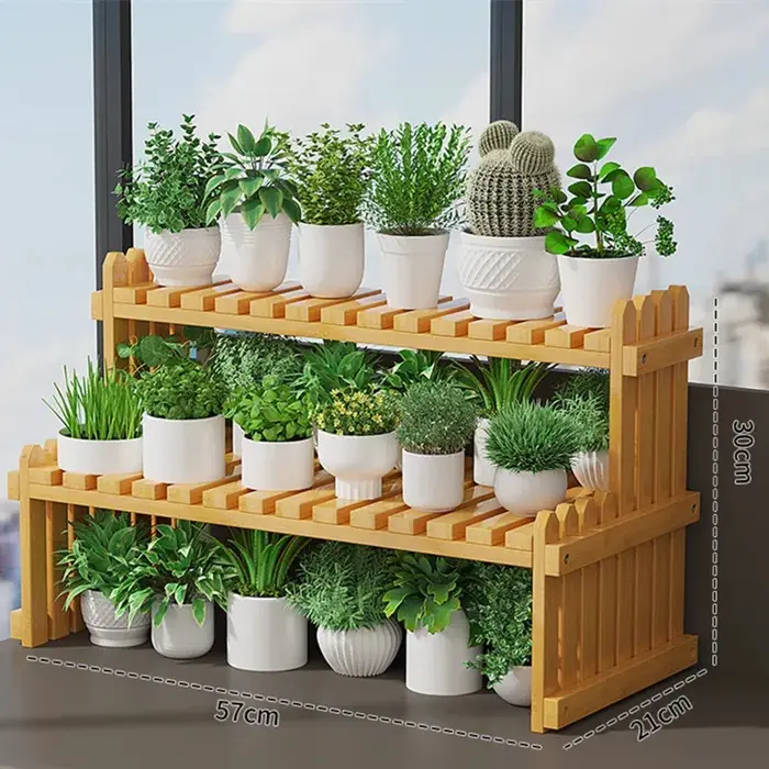 Étagère en bois pour plantes d'intérieur
