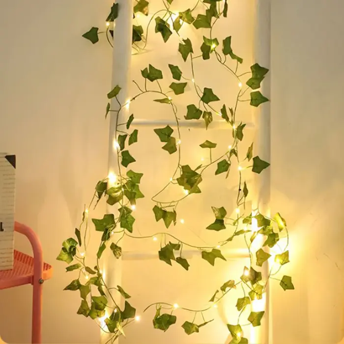Guirlande lumineuse féerique à feuilles vertes