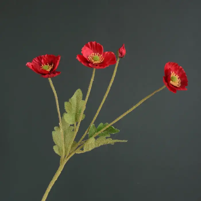 Fleurs artificielles de pavot en velours 24 pouces