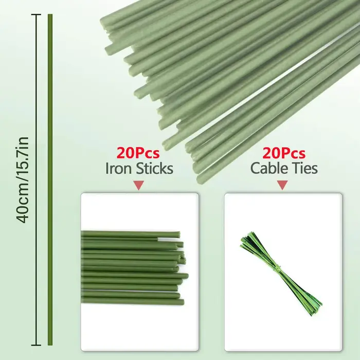 Bâtons de Support pour plantes, 20/40/60 pièces, Clips de Support de fleurs réutilisables, tige d'or