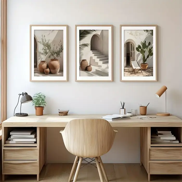 3 pièces méditerranéen bohème plantes en pot imprime affiche moderne photographie Art