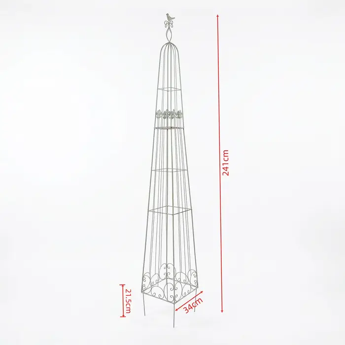 Support pour plantes grimpantes en fer forgé de style vintage de 241 cm de haut pour balcon extérieur