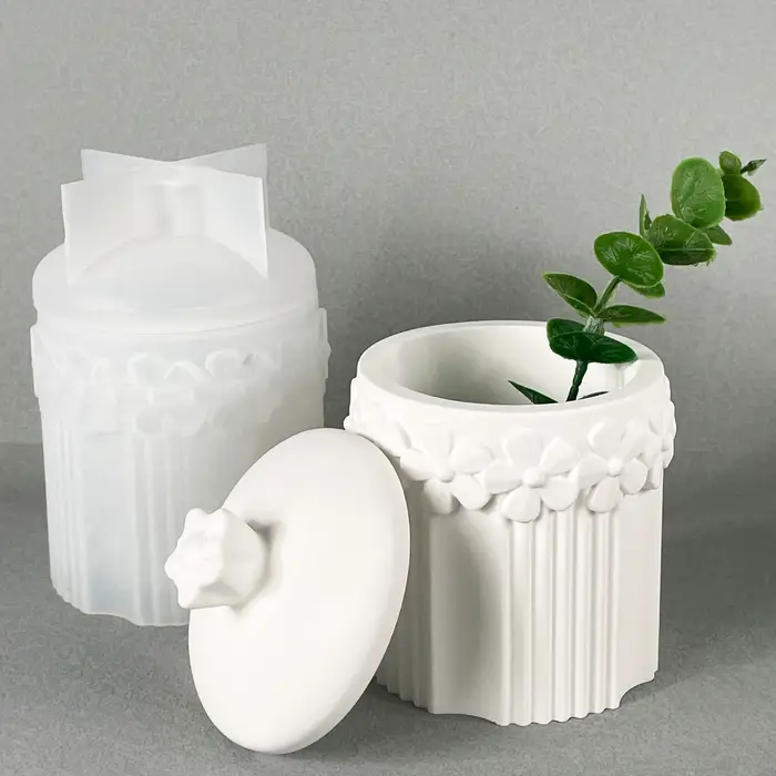 Moule en Silicone pour Pot de fleur à rayures, boîte de rangement de fleurs, bricolage, fabrication artisanale, pot de fleur en résine de plâtre, moules de moulage, fournitures de décoration pour la m