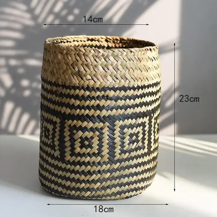 Mir à fleurs en paille tissé à la main, panier de rangement domestique, vase créatif, vase à fleurs 