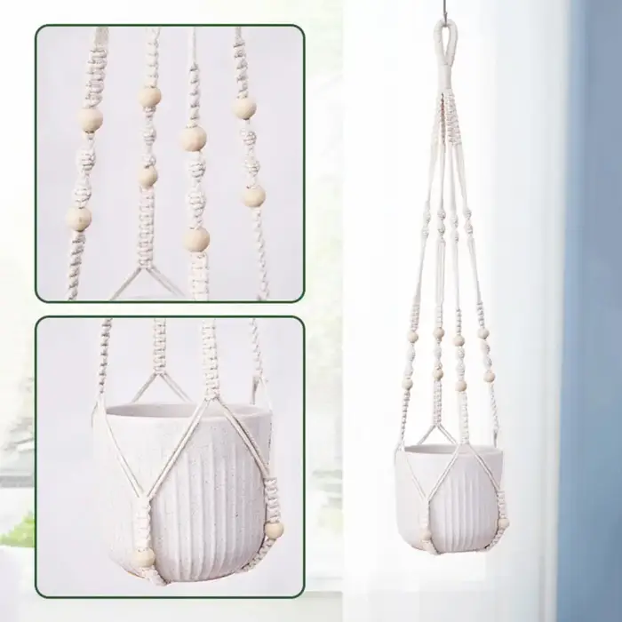 Porte-plante suspendu en macramé Boho