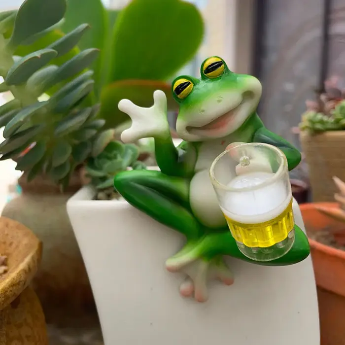 Décoration de jardin en forme de grenouille pour pots, statue miniature de grenouille, cadeaux pour 