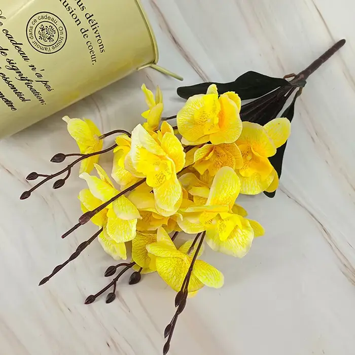 Fleur artificielle d'orchidée papillon à 5 fourchues