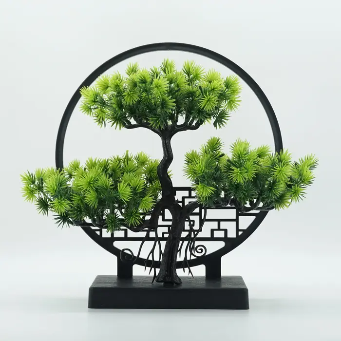 Plante en pot de pin de bienvenue Zen chinoise, ornement d'écran créatif, Simulation de faux arbre d