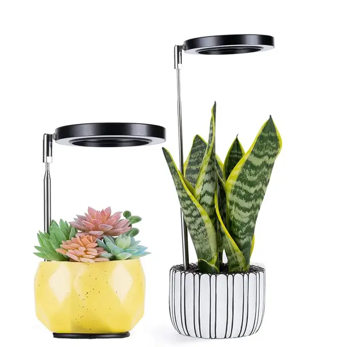 Lampe LED pour la croissance des plantes, lampe pour plantes en pot à spectre complet, tube télescopique inséré dans le sol, lumière blanche USB réglable.