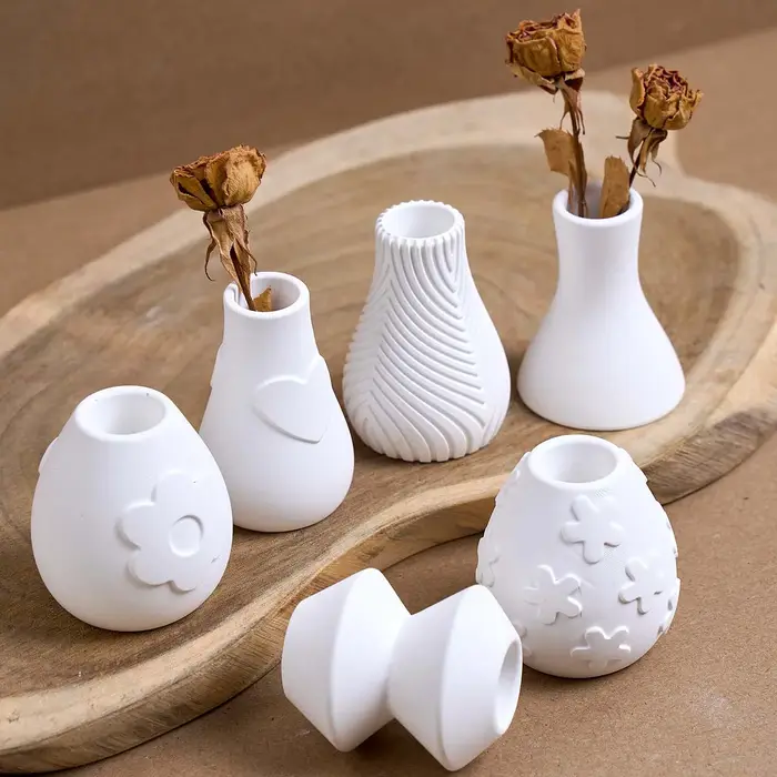 Vase à fleurs 3D à rayures d'amour
