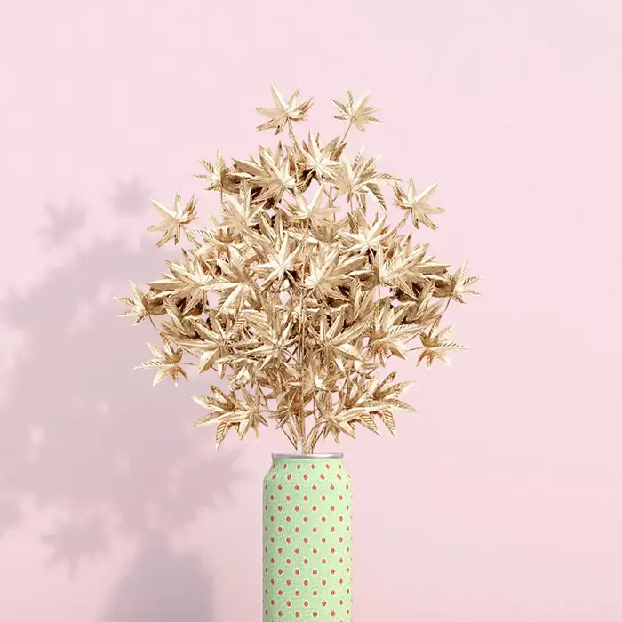 Plantes artificielles dorées en plastique pour décoration de Noël
