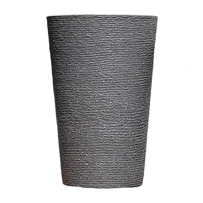 Support de plante décoratif texturé moderne, jardinière ronde haute pour plantes d'intérieur et d'extérieur, pot de fleurs rond à l'aspect pierre pour intérieur.