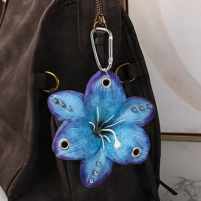 Porte-clés orchidée et lys Phalaenopsis, Simulation de fleur, pendentif pour sac à dos, décorations 