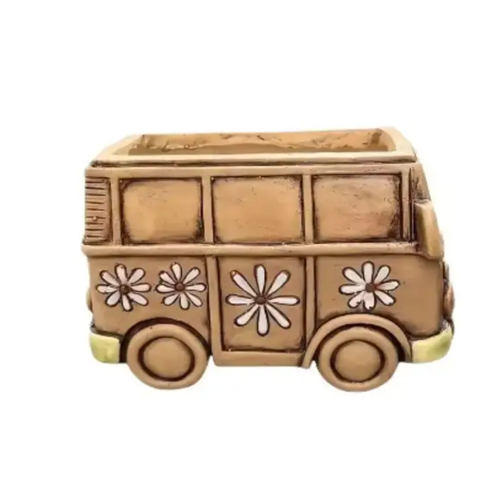 Pot de fleurs en forme de bus hippie rétro