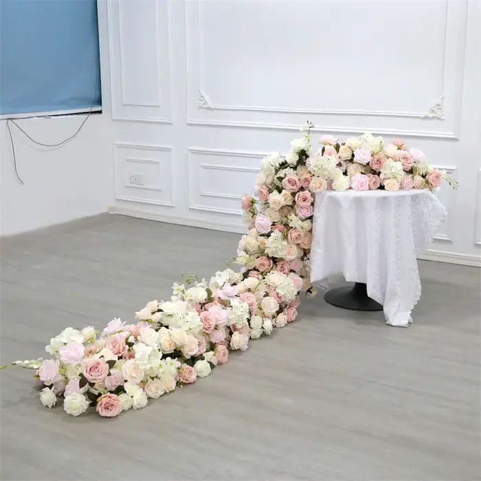 Rangée de fleurs artificielles Uflower 200cm 100cm 50cm – Décoration florale pour centre de table de mariage