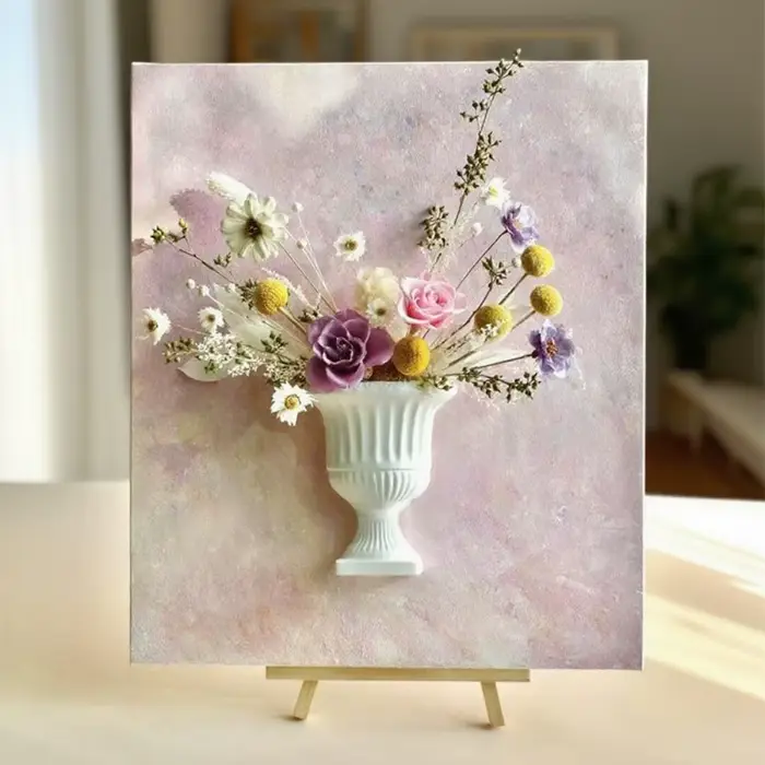 Nouveau vase mural demi-mur style peinture à l'huile française blanc