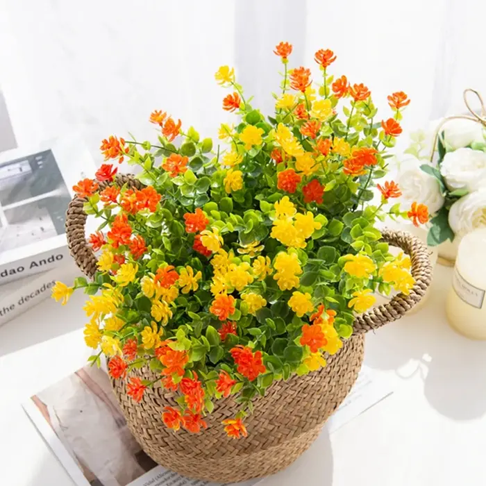 Artificielle Fleurs En Plastique Faux Eucalyptus Plante Mariage nuptiale bouquet De Noël Décor Vase pour La Maison fenêtre rebord bonsaï Festival