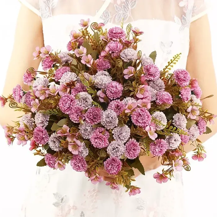 Bouquet de fleurs artificielles en soie lilas