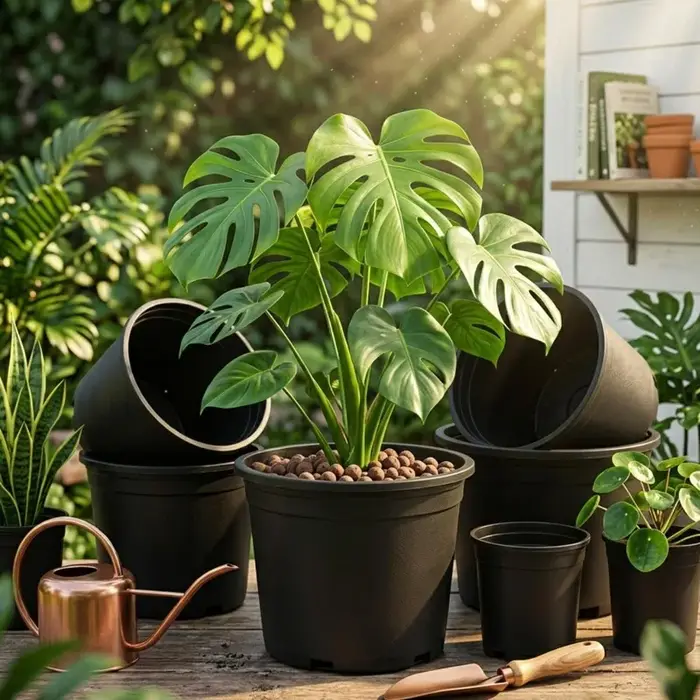Grands pots de fleurs ronds et épaissis pour jardin, balcon, décoration intérieure, seau de plantation pour arbres, roses, herbes, pots de pépinière en résine noire