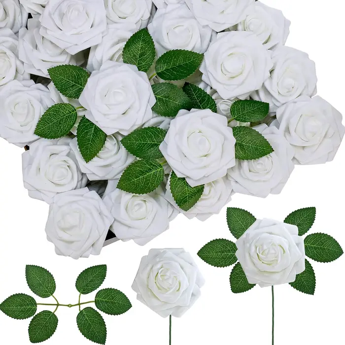 Fleur artificielle en mousse PE, rose, pour couronne de mariage, bouquet de mariée, accessoire de dé