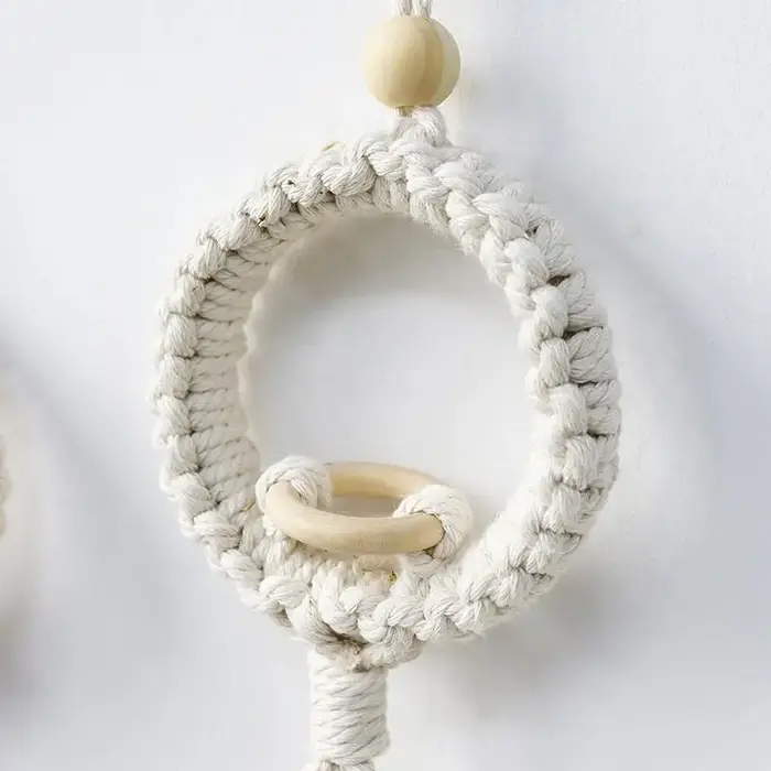 Support mural en macramé pour plantes aériennes