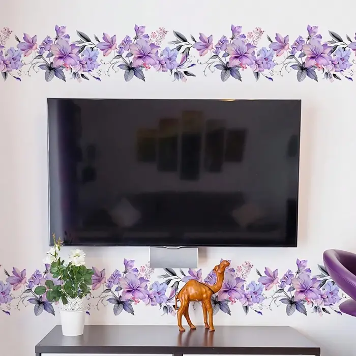 Autocollant mural de vigne florale violette