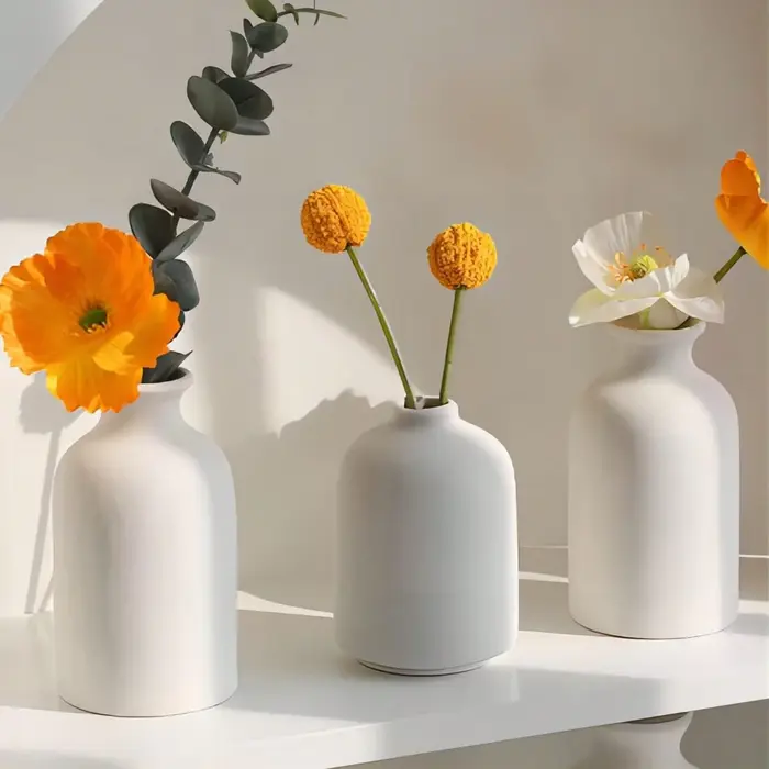 Ensemble de Vase en céramique bohème 3 pièces, Vase de décoration de maison de ferme bohème moderne,